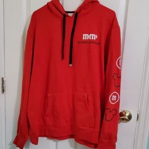M&M Disney Springs Red Mickey Ears Kangaroo Pockets Unisex Hoodie 2X